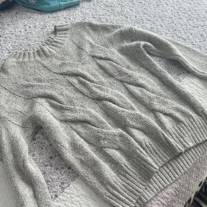 Denver Hayes Light Gray Cable Knit Sweater